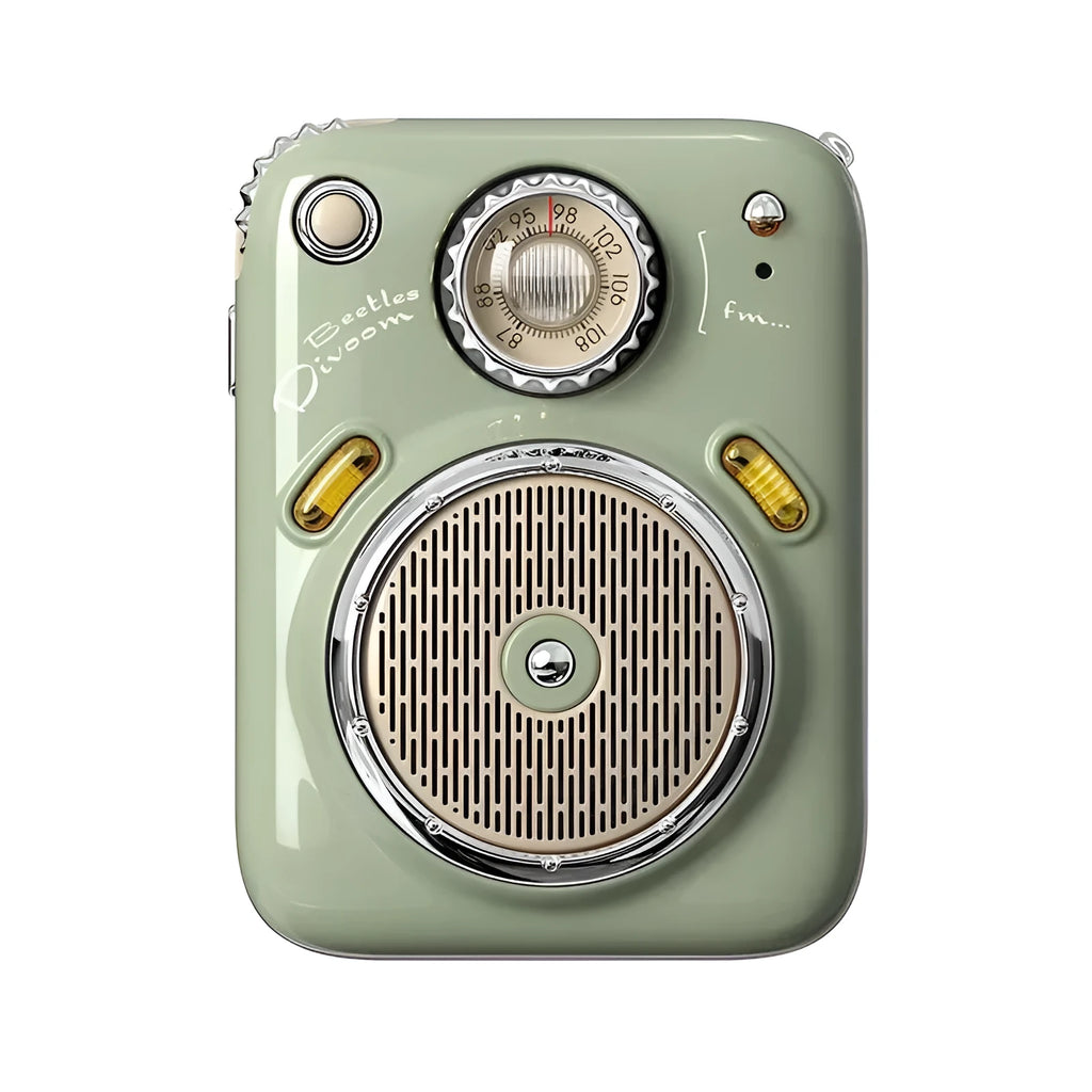 Compact FM Four in One Smart Bluetooth Speaker in green, pink, red, or white.