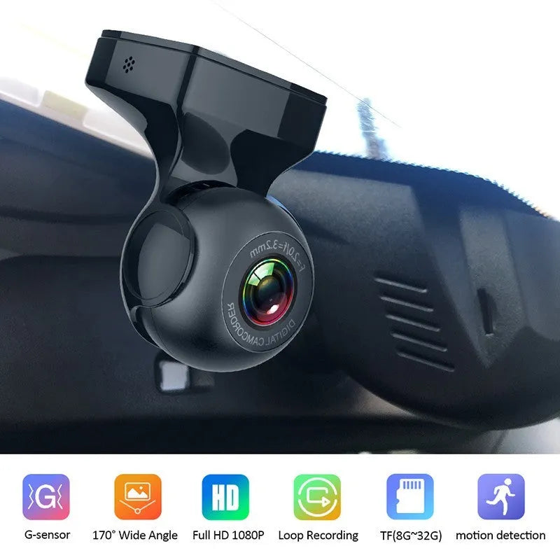 USB driving recorder for Android car machine, black, 86mm x 50mm x 40mm, 170° angle, 1080P, TF card up to 32G