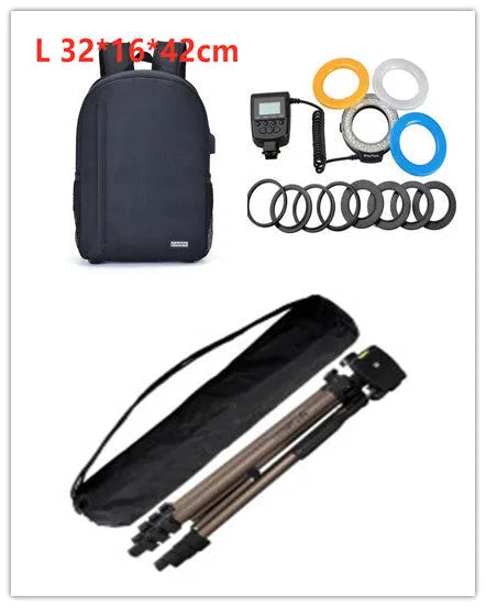 Black aluminium alloy camera tripod extended to 1.3 metres with mobile phone holder attached