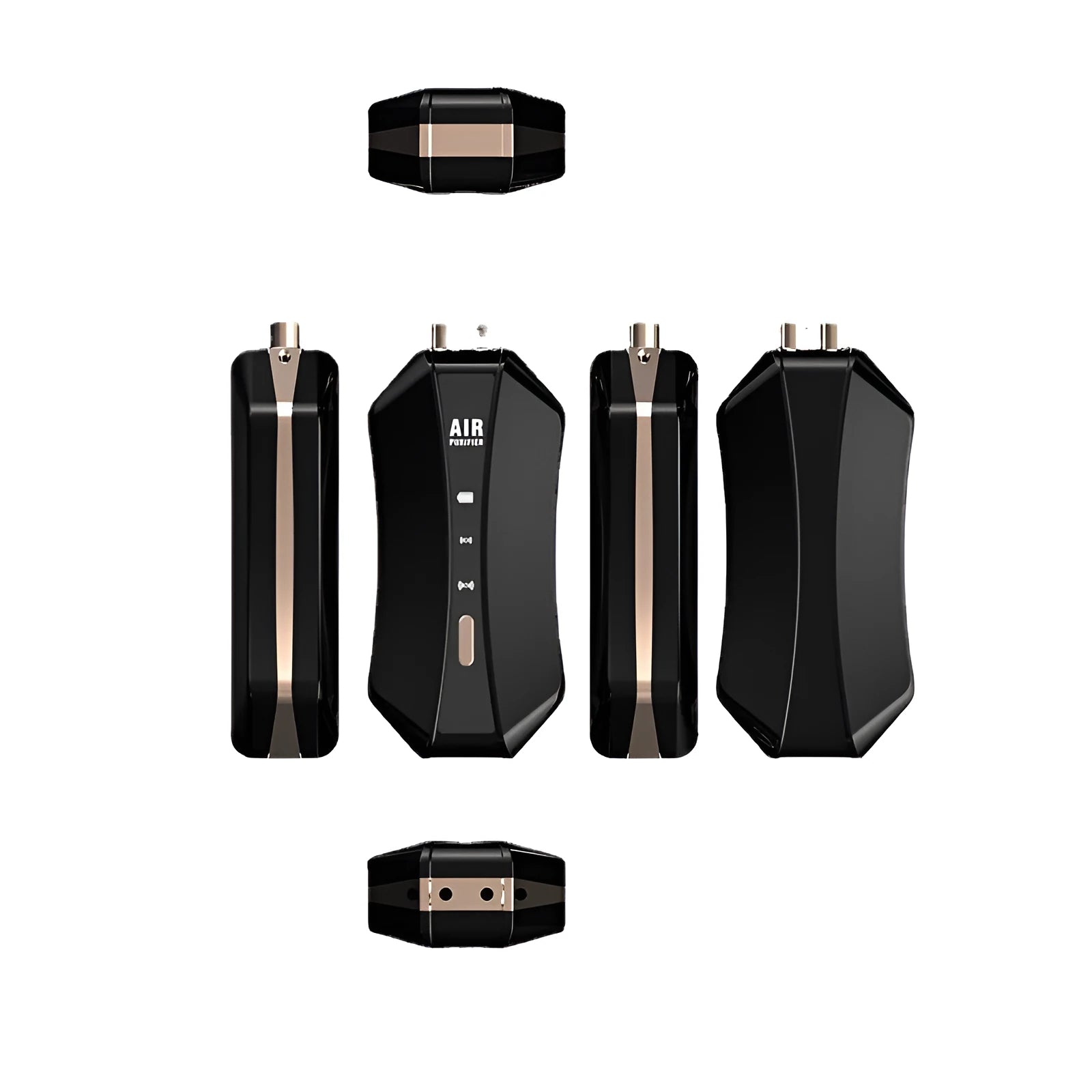 Negative ion air purifier necklace type worn around neck, black ABS+PC body with LCD screen