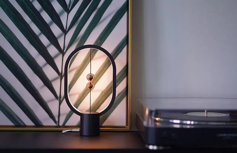 Mini magnetic floating switch LED table lamp with plastic shade, USB or rechargeable power, 55x140x250mm or 68x177x353mm