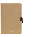A5 hardcover locked diary notebook in black or beige camel colour with key.