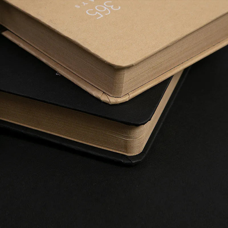 A5 hardcover locked diary notebook in black or beige camel colour with key.