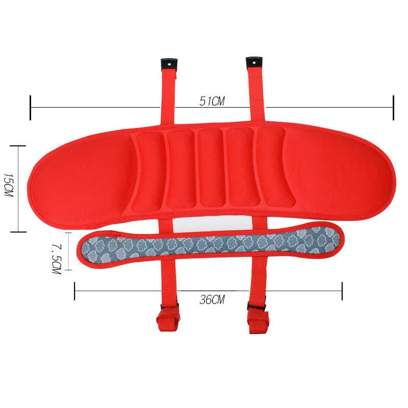 Children's car travel sleeping pillow in peacock blue or big red with polyester cover and sponge filler, supplied as one headrest pillow.