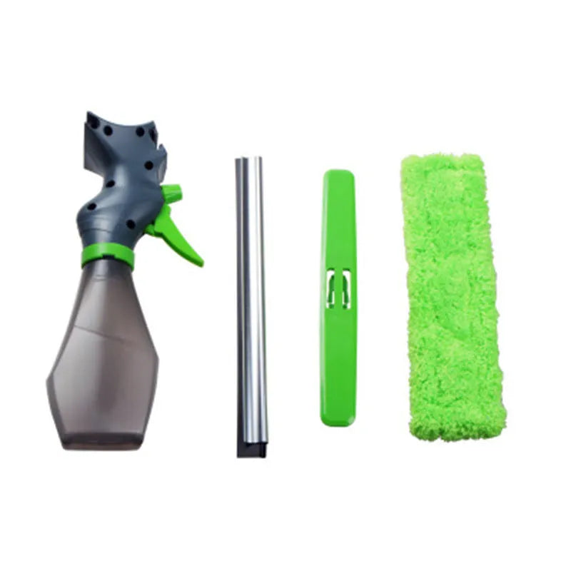 Green multi-function water spray brush with integrated spray design for car wash and household glass wiping, one size fits all