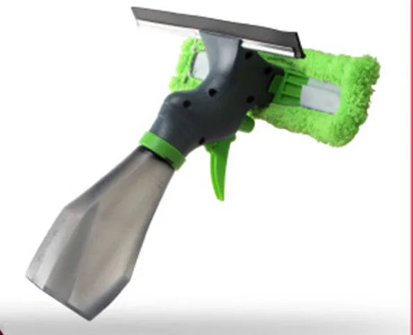 Green multi-function water spray brush with integrated spray design for car wash and household glass wiping, one size fits all
