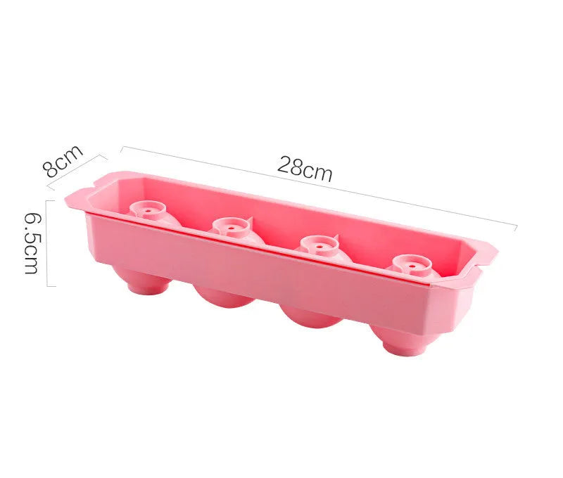 Silicone ice tray showing hockey puck, round, and pentagon shaped moulds in various colour options