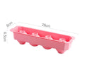 Silicone ice tray showing hockey puck, round, and pentagon shaped moulds in various colour options