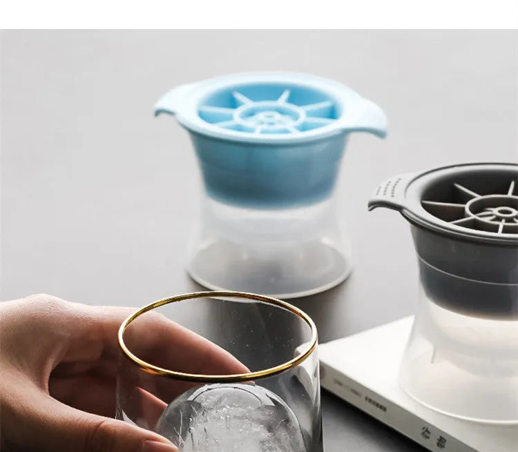 Silicone ice tray showing hockey puck, round, and pentagon shaped moulds in various colour options