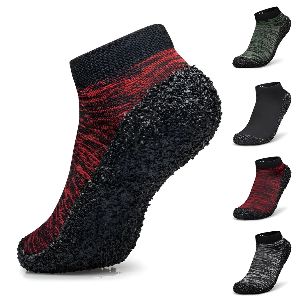 Unisex multifunctional wading shoes with VIBRAM rubber outsole and Gore-Tex lining in black, green, grey, and red, high-top design