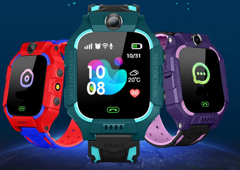 Z6 Q19 children's smart phone watch in green, purple, or red with a 1.44-inch touch screen.