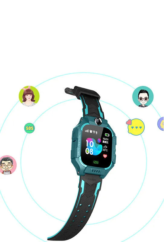 Z6 Q19 children's smart phone watch in green, purple, or red with a 1.44-inch touch screen.