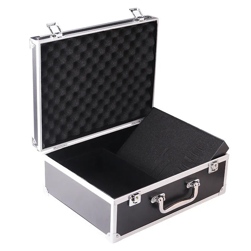 Black aluminium alloy lockable tattoo equipment storage box with carrying handle