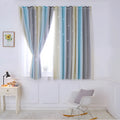 Grey and yellow rainbow gradient blackout curtain for girls bedroom with star-shaped cut-outs