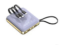 Sharing power bank with four attached charging cables and a digital display showing battery percentage