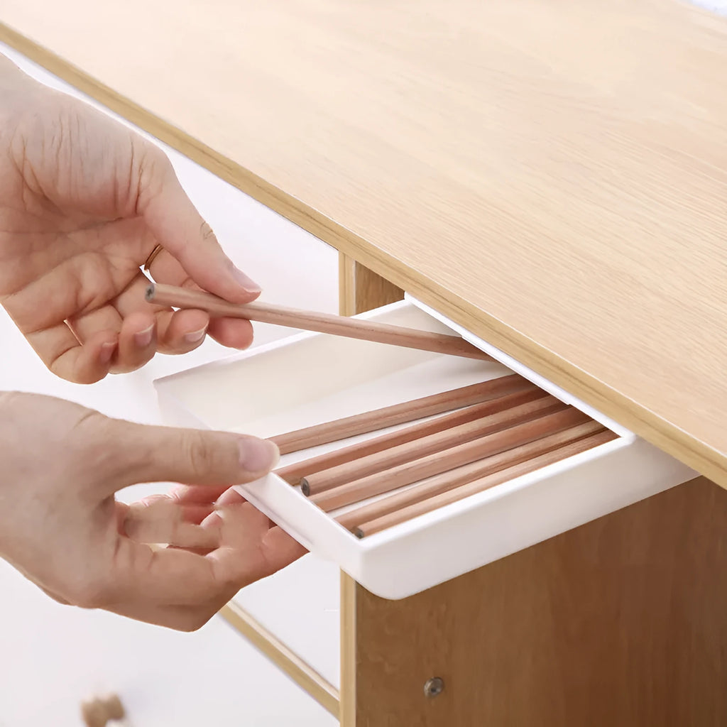 Japanese style plastic drawer storage box for under table stationery organisation in three sizes