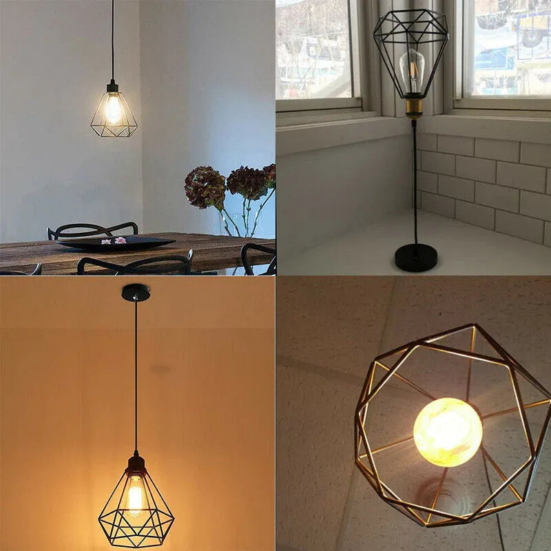 Black Nordic style iron chandelier with a retractable frame on a living room ceiling.