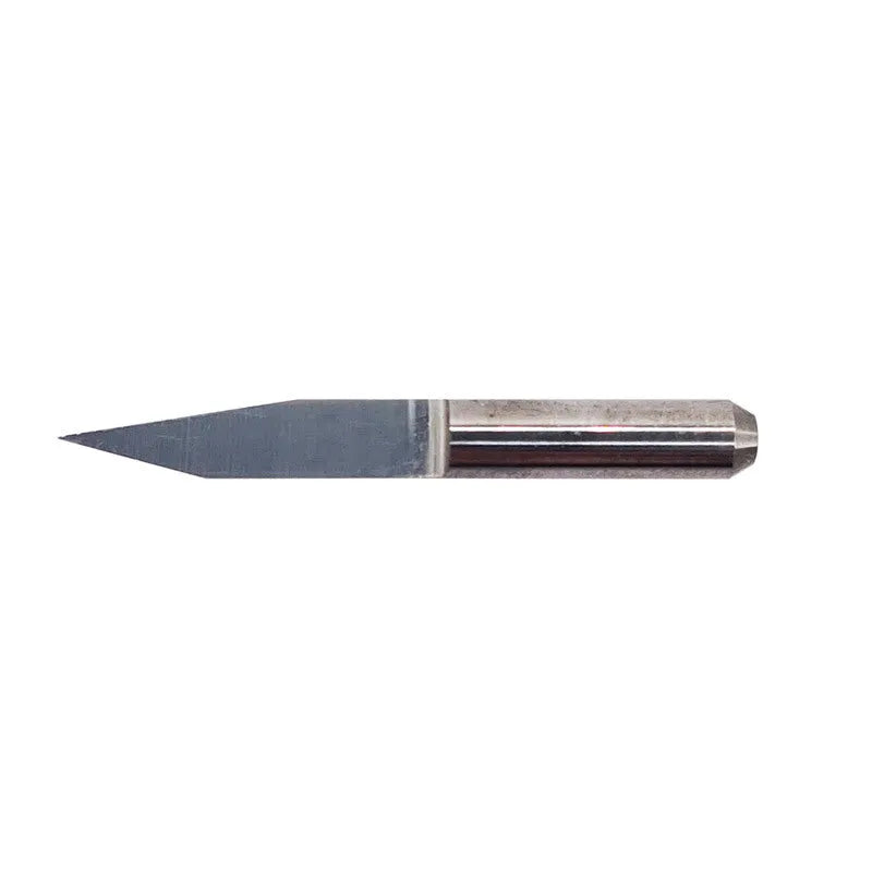 Set of ten tungsten steel flat milling cutter knives for acrylic engraving in a small case.