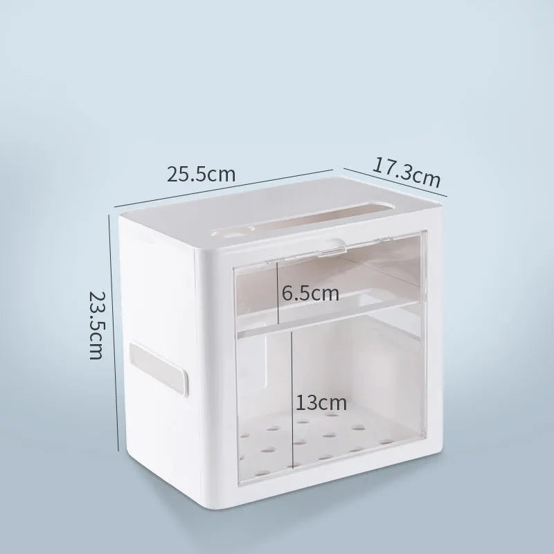 Plastic cable storage box for power strip and charger, 23 x 11 x 12.5cm or 30.5 x 13.5 x 13cm, Bamboo Black or White
