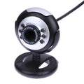 USB computer webcam with ring of six white LED lights around the lens