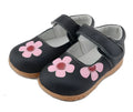 Leather children's shoes with embroidery and velcro fastening in princess style