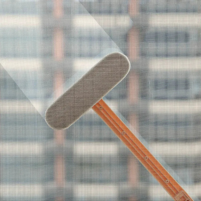 Long-handled plastic screen and window cleaning brush with double-sided wipe, 52x20cm, in white, pink or green