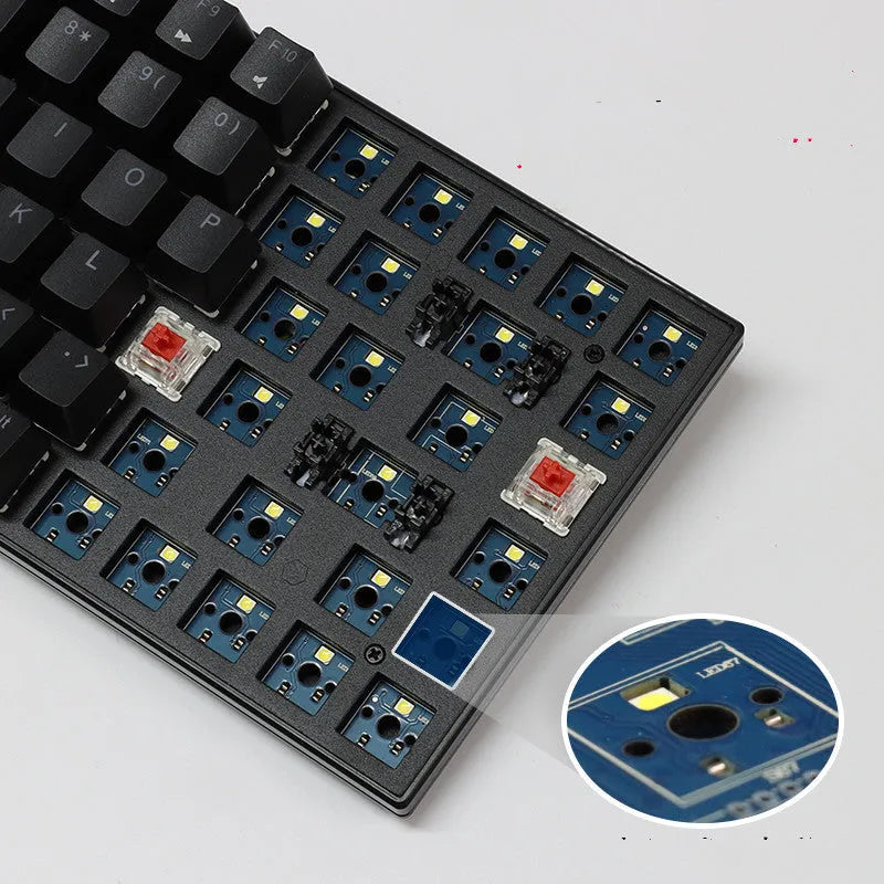 84-key three-mode mechanical keyboard in white or black with white LED backlighting