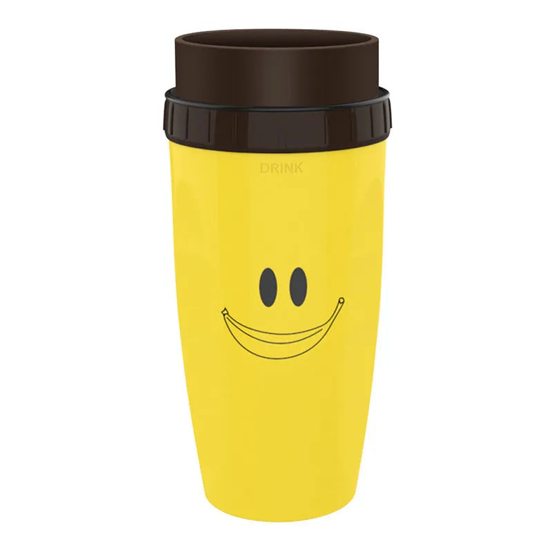 Twist-top double-walled insulated travel cup with cartoon design and silicone seal, 300ml capacity