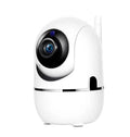 White WiFi CCTV IP camera with 1080P HD, 355° pan, 90° tilt, night vision and two-way audio, 160x69mm