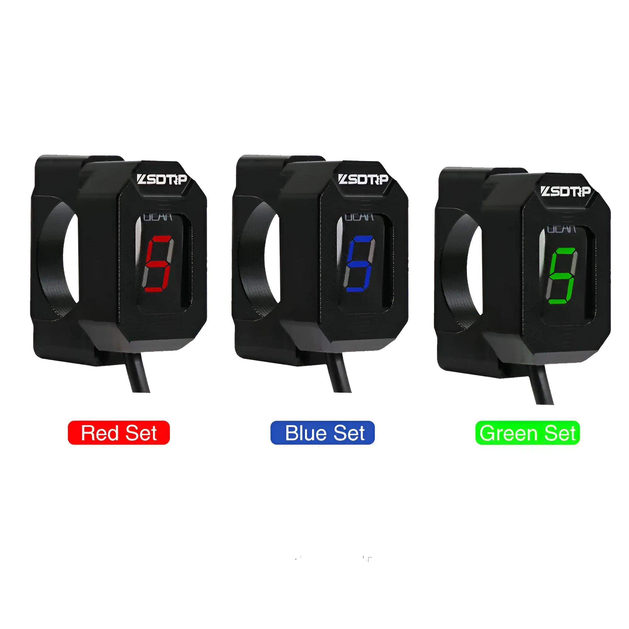 Bicycle gear position display counter with black shell and green lettering, compact 1 mm size