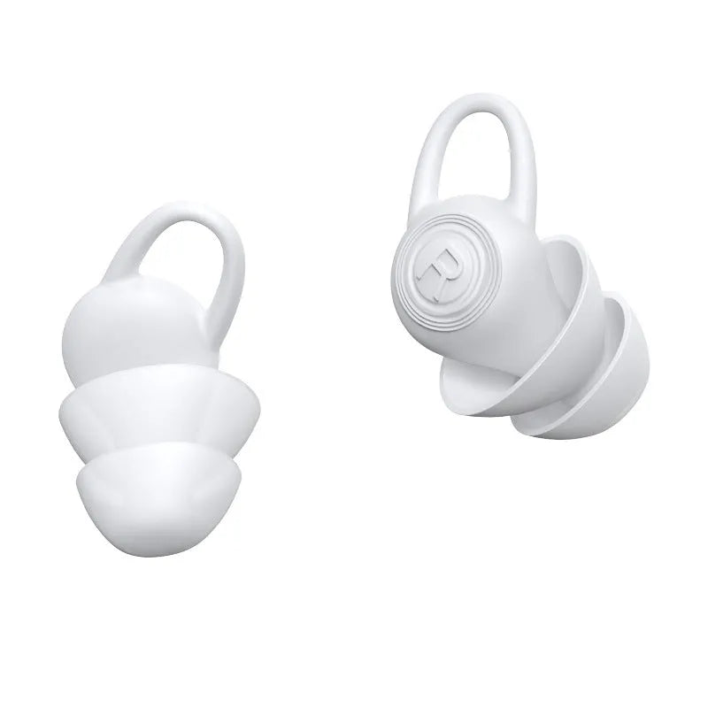 White soft silicone ear plugs for noise reduction and sound insulation