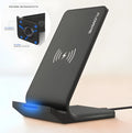 Qi wireless charger board for iPhone and Samsung, 7.5W and 10W fast charge, white or black, USB powered.