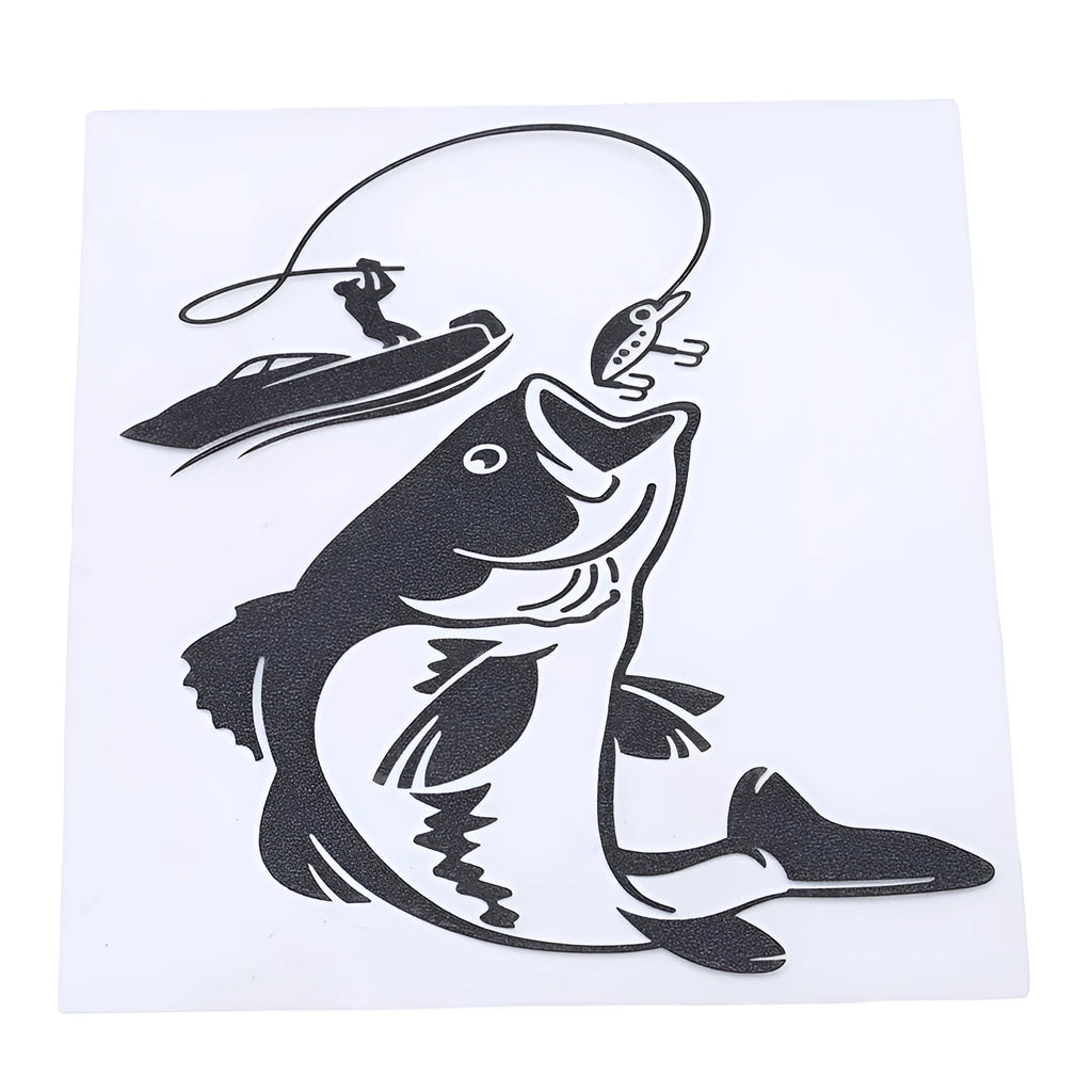 Fishing car sticker PET decal 12.3x17cm in white, black, yellow or bullet holes design