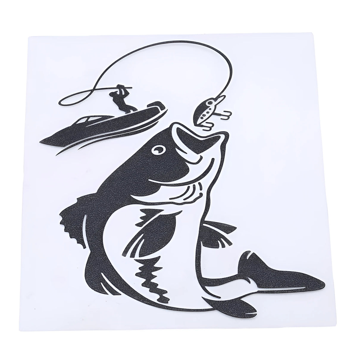 Fishing car sticker PET decal 12.3x17cm in white, black, yellow or bullet holes design