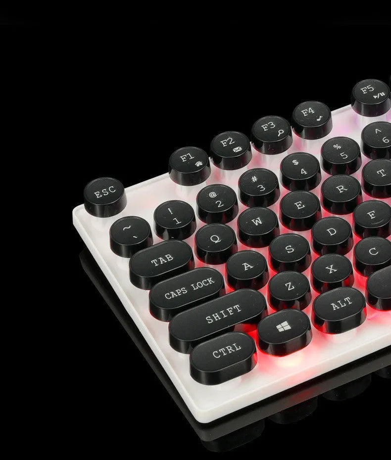 Limei Tx30 retro punk keyboard with rainbow backlight and round key caps, USB wired, black colour
