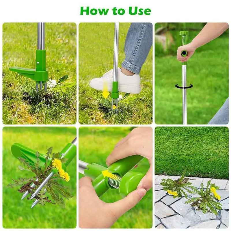 YIGUISI green plastic long handle weed puller garden weeding tool on soil