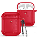 TPU AirPods case with carabiner, open light hole, carbon fibre pattern and solid colour options