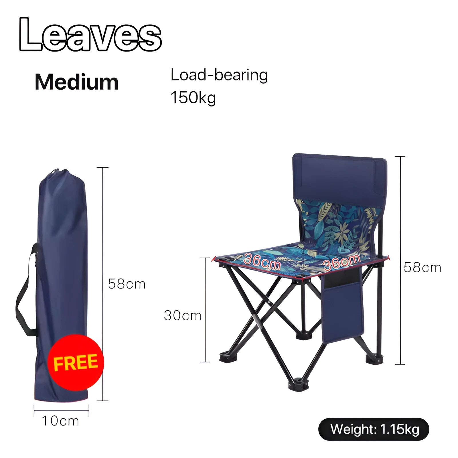 Portable folding chair stool in black with compact frame for outdoor use