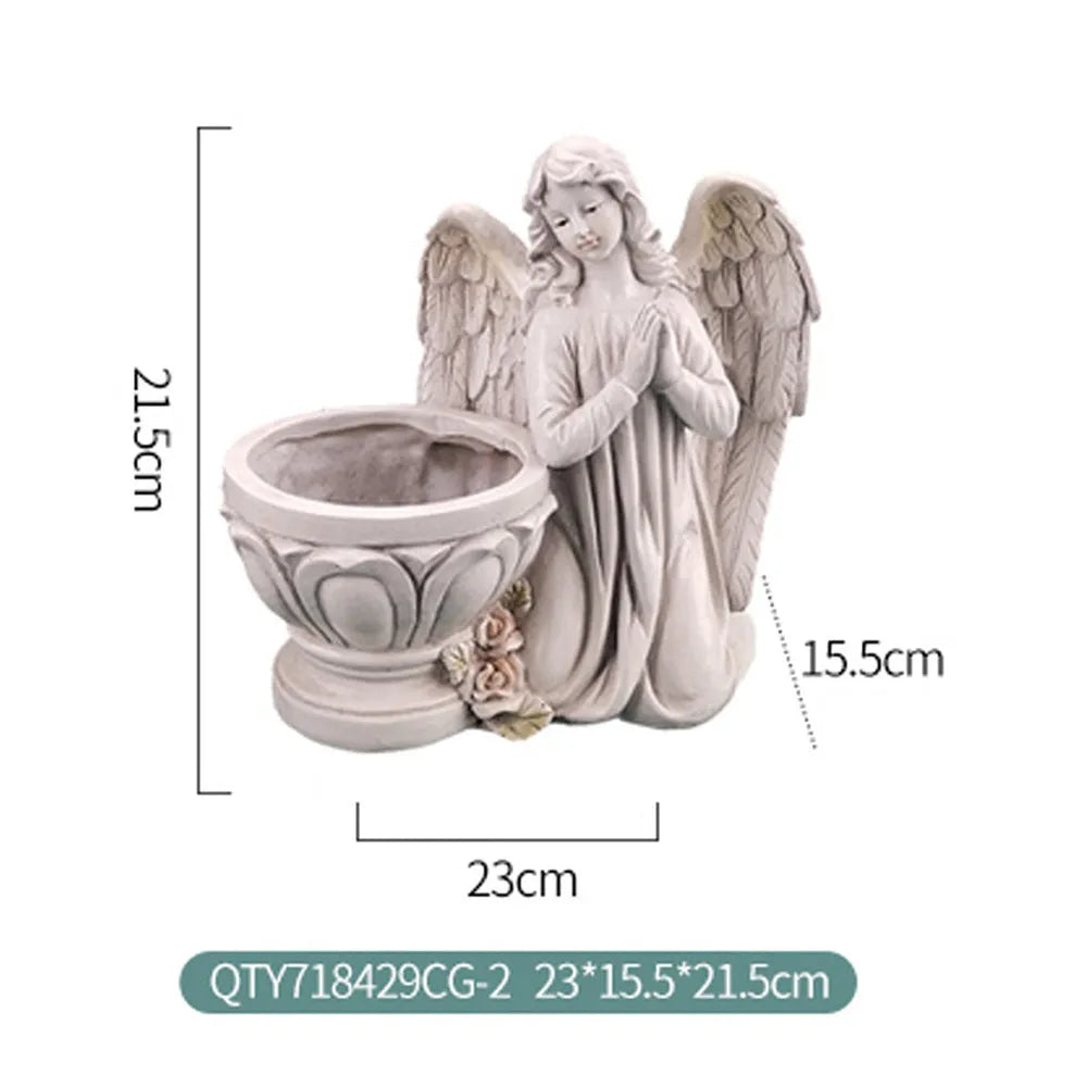 Resin hanging angel planter for succulents, European cartoon style, 230x155x215mm, left angel facing