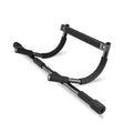 Black steel pipe wall-mounted pull-up bar for indoor home fitness equipment.