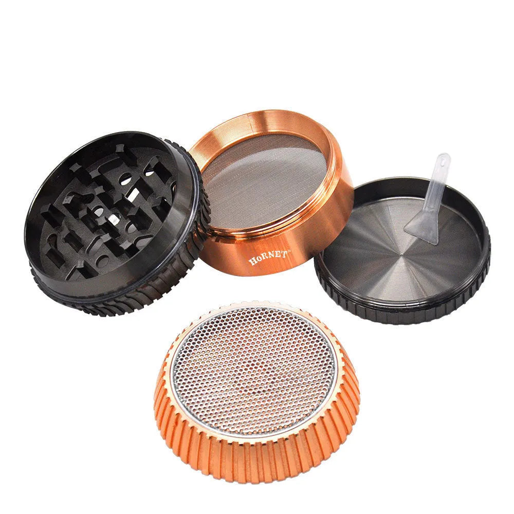 Photo colour zinc alloy mushroom-shaped multi-functional smoke grinder with keychain and bottle opener