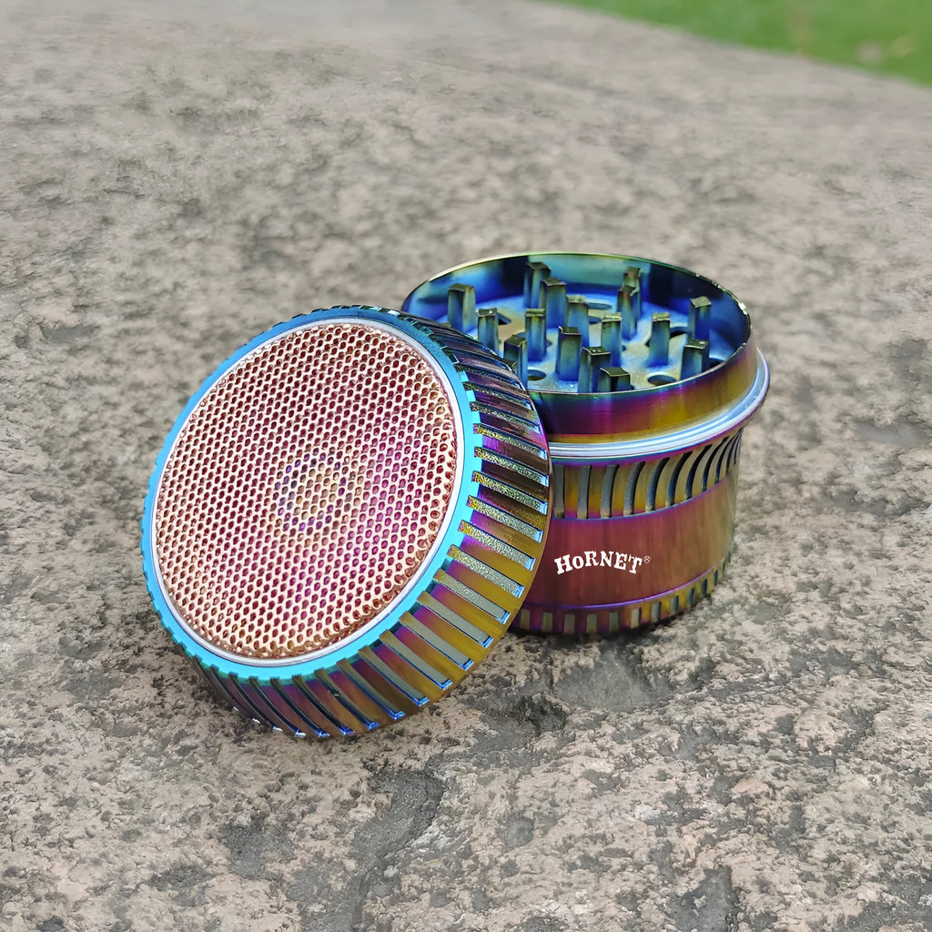Photo colour zinc alloy mushroom-shaped multi-functional smoke grinder with keychain and bottle opener