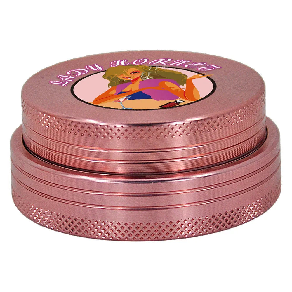 Girl Series ultra-thin portable four-layer cigarette grinding device in pink with windproof function