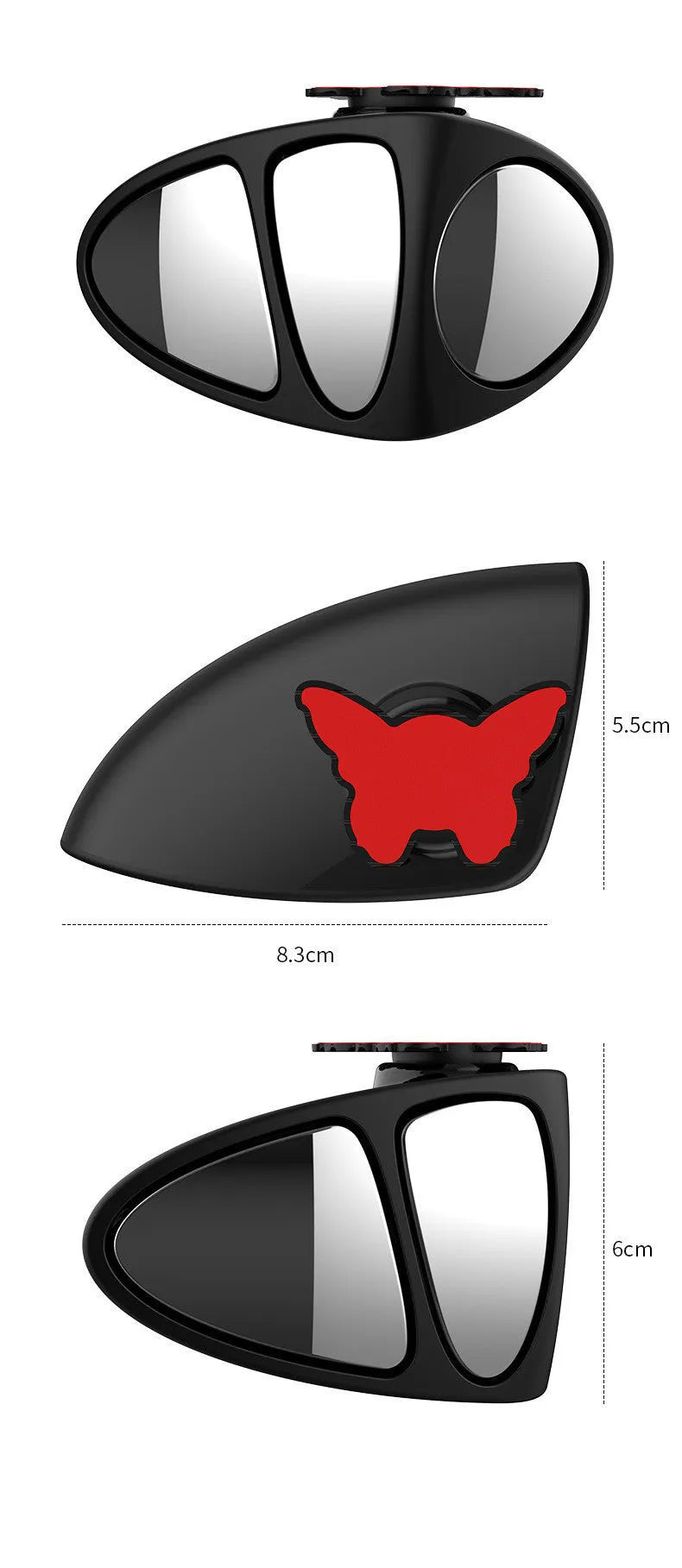 Car blind spot mirror with HD glass for multi-faceted front wheel view reversing parking aid