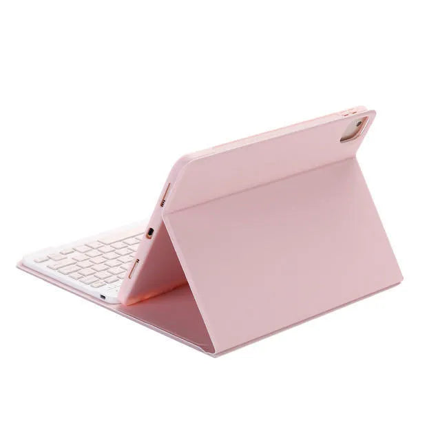 Yellow imitation leather flat Bluetooth keyboard case with pen slot for iPad clamshell cover
