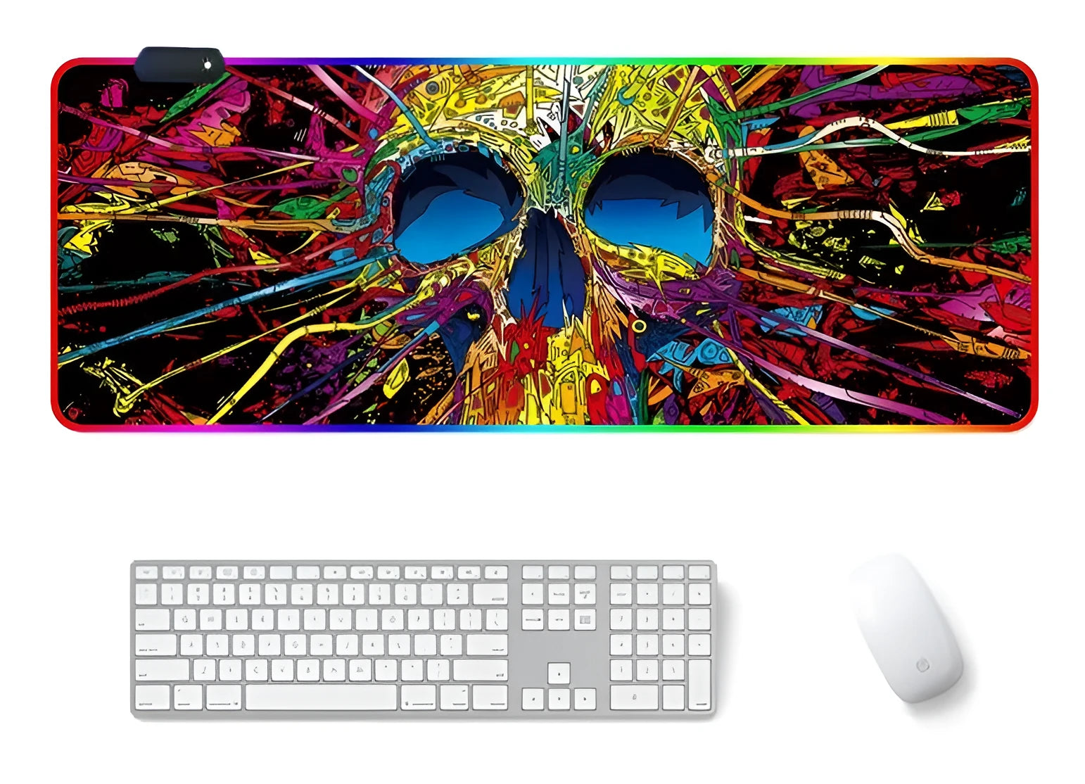 Colourful Skull pattern gaming mouse pad 40x90x4mm for keyboard and symphony table mat