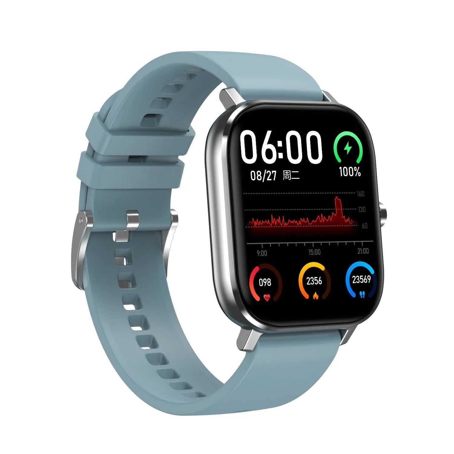 Smart bracelet with 1.54-inch screen showing health metrics including heart rate, ECG, blood pressure and blood oxygen readings