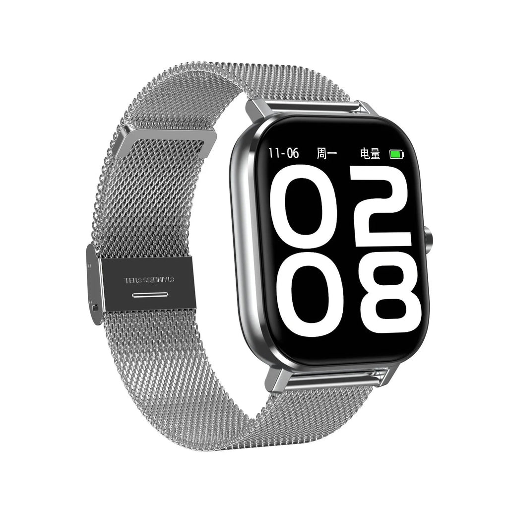 Smart bracelet with 1.54-inch screen showing health metrics including heart rate, ECG, blood pressure and blood oxygen readings