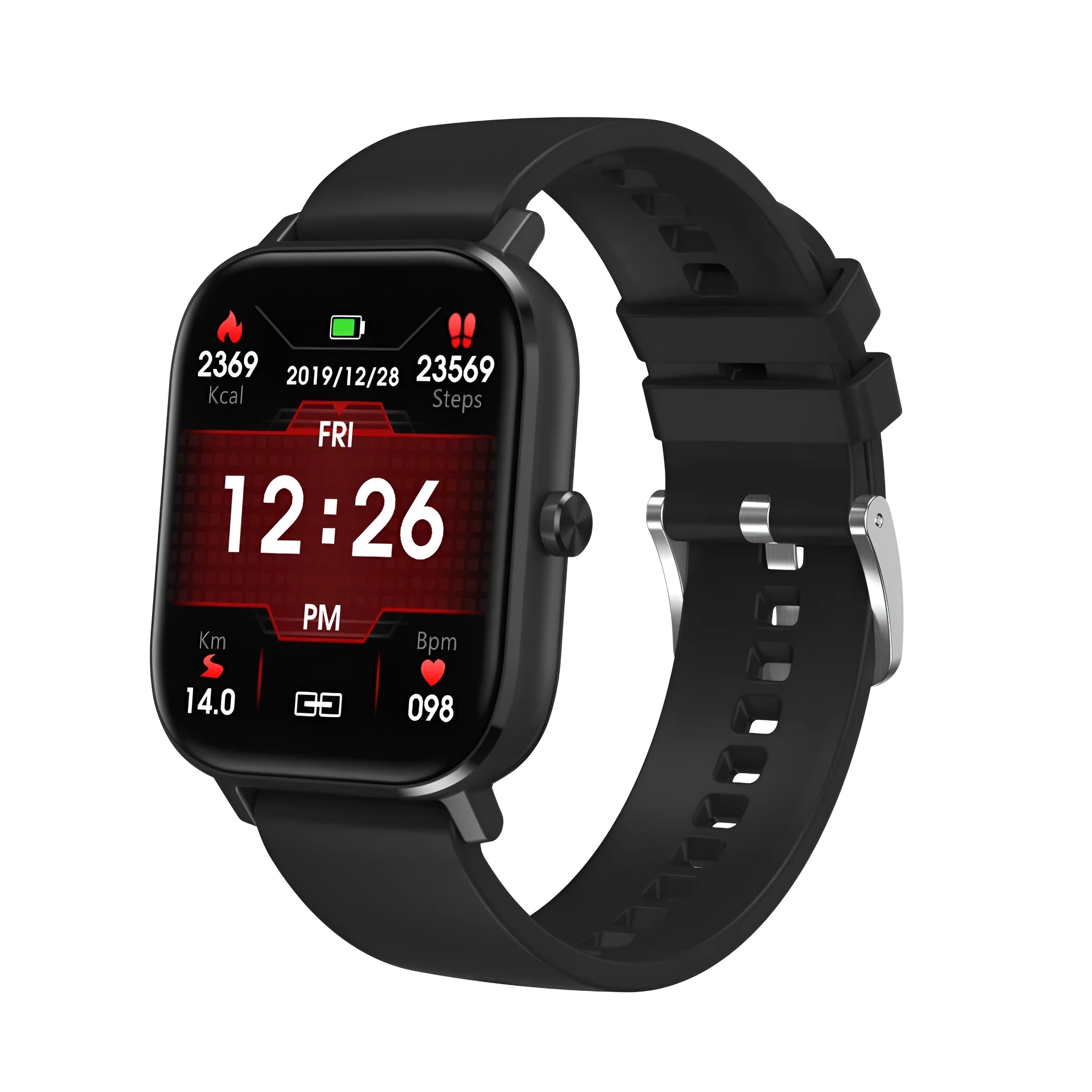 Smart bracelet with 1.54-inch screen showing health metrics including heart rate, ECG, blood pressure and blood oxygen readings