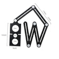 Six-fold aluminium alloy and plastic folding ruler shown in extended and compact folded positions.